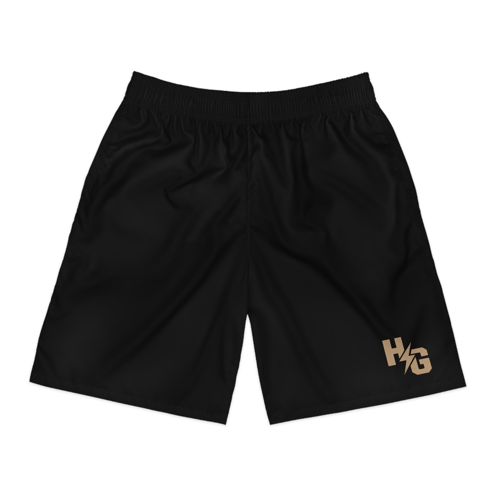 HG Logo Men's Athletic Jogger Shorts — Black Performance Gym Shorts